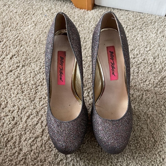 Betsey Johnson Glitter Heels - Black and Silver - Picture 3 of 6